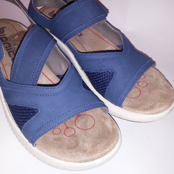 Bionica Sandals Womens Size 7.5‎ M Blue Strappy Open Toe Leather Upper Preowned - Picture 5 of 14